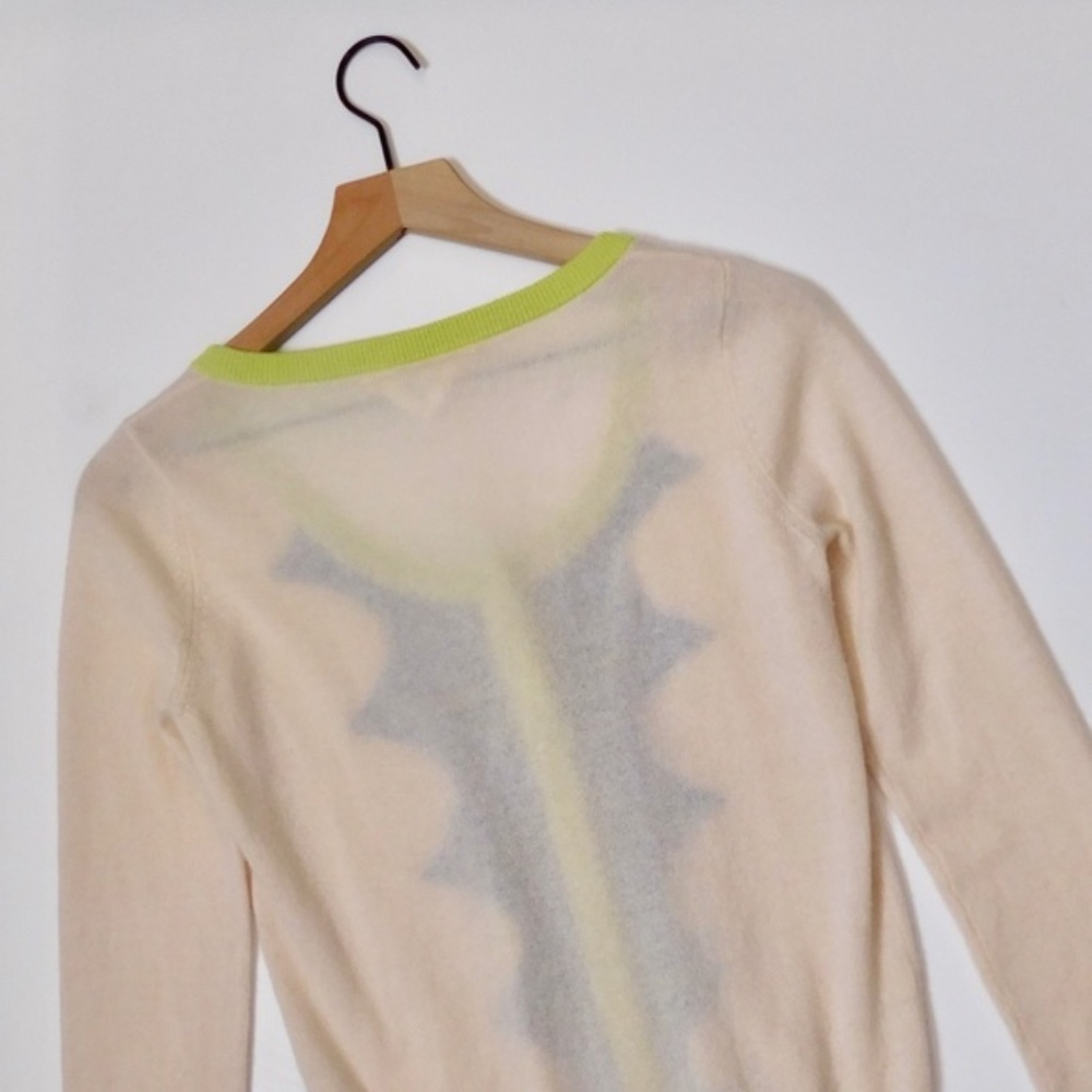 RARE!! Anthropologie HWR Monogram 100% Cashmere Scalloped Cardigan Sweater Small - Picture 6 of 10